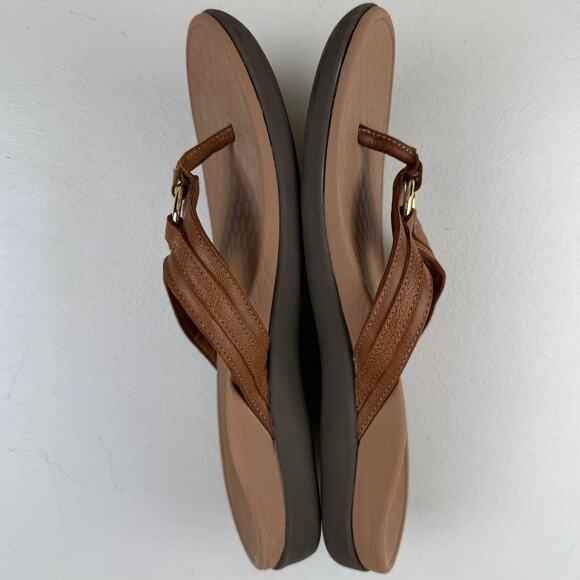 Vionic Women's Aloe Flip Flop Sandal Leather Mocha Size 10 - Picture 4 of 7